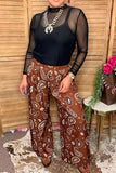 Western paisley wide leg brown women's boutique pant Southern Stitch GJQ17177
