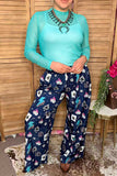 Western cowgirl lucky 8 card flame print women's boutique pant Southern Stitch XCH17171