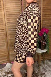 Western leopard & checkered patchwork women's boutique set Southern Stitch XCH17371