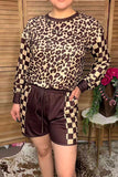 Western leopard & checkered patchwork women's boutique set Southern Stitch XCH17371