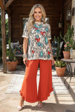 Western jewels & birds print short sleeve women's boutique top XCH17149