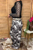 Western cowboy patchwork wide leg women's boutique pant Southern Stitch GJQ17275