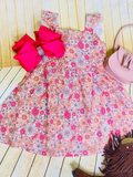 Chic floral print flutter sleeve girl's boutique dress w/tied back XCH0555-9H (A2S6)