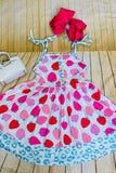 Trendy leopard & strawberry sleeveless boutique girls dress DLH2431 (A1S3)