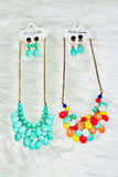 Turquoise & multi color necklace w/earrings set DLH2429