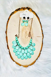 Turquoise & multi color necklace w/earrings set DLH2429