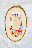 Turquoise & multi color necklace w/earrings set DLH2429