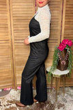 Western black denim wide leg women's boutique jumpsuit Southern Stitch XCH16404 AS4