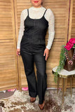 Western black denim wide leg women's boutique jumpsuit Southern Stitch XCH16404 AS4