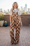 Western cowboy & checkered wide leg women's boutique jumpsuit XCH17204