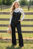 Western black denim wide leg women's boutique jumpsuit Southern Stitch XCH16404 AS4