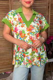 Chic floral print short sleeve women's boutique top w/v-neck Southern Stitch XCH17385