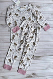 Western horse & floral print top and pant girls boutique set XCH04066 A1S7