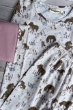 Western horse & floral print top and pant girls boutique set XCH04066 A1S7