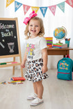 Western "BACK TO SCHOOL READY" top & cheetah shorts girls boutique set DLH2521 (A8S3)