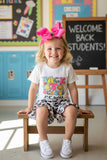 Western "BACK TO SCHOOL READY" top & cheetah shorts girls boutique set DLH2521 (A8S3)