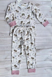 Western horse & floral print top and pant girls boutique set XCH04066 A1S7