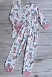 Western boots print top & pant 2pc girls boutique clothing set XCH04065 A1S7