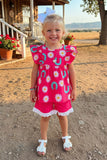 Western horse shoes & daisy flutter sleeve top & lace trim shorts girls boutique set XCH04070 A8S7