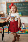 Western cow print white top & red skirt girls boutique sets DLH2533 (A8S2)