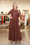 Western brown mesh women's boutique maxi dress Southern Stitch XCH17453