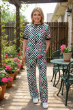 Western checkered 8-balls top & pant women boutique set Southern Stitch XCH17393