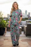 Western checkered 8-balls top & pant women boutique set Southern Stitch XCH17393