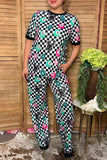 Western checkered 8-balls top & pant women boutique set Southern Stitch XCH17393