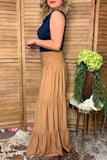 Chic solid color tan tiered wide leg women's boutique pant Southern Stitch XCH17419