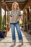 Western leopard short sleeve women's boutique top Southern Stitch GJQ17293