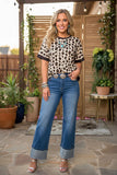 Western leopard short sleeve women's boutique top Southern Stitch GJQ17293