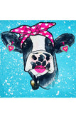 Western ranch turquoise short sleeve top & cow print pant girl's boutique set XCH0777-8H (A6S5)