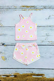 Mix & Match Pink floral & Yellow stripe girl's boutique set (2 sets bundle) DLH2409 (A4S7)