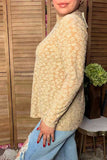 Trendy floral pattern beige lace women's boutique top Southern Stitch GJQ17464