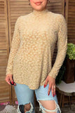 Trendy floral pattern beige lace women's boutique top Southern Stitch GJQ17464