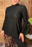 Trendy floral pattern black lace women's boutique top Southern Stitch GJQ17463(DS4)