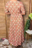 Western orange floral print women's boutique dress Southern Stitch GJQ17307