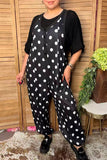 Western white polka dots one piece women's boutique jumpsuit XCH17454 BS8
