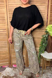 Western leopard denim wide leg women's boutique distress jeans Southern Stitch S029