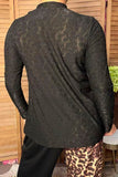 Trendy floral pattern black lace women's boutique top Southern Stitch GJQ17463(DS4)