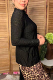 Trendy floral pattern black lace women's boutique top Southern Stitch GJQ17463(DS4)