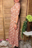 Western orange floral print women's boutique dress Southern Stitch GJQ17307