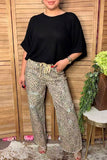 Western leopard denim wide leg women's boutique distress jeans Southern Stitch S029