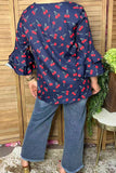 Trendy cherry navy blue women's boutique top Southern Stitch XCH17442 DS3
