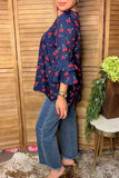 Trendy cherry navy blue women's boutique top Southern Stitch XCH17442 DS3