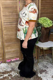 Western boots & hat & cactus print short sleeve women's boutique top DLH17405