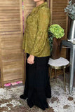 Western olive green burnout floral women's boutique top Southern Stitch GJQ17505 CS10