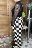 Western half leopard & chckered wide leg women's boutique pant Southern Stitch XCH17356
