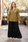 Western olive green burnout floral women's boutique top Southern Stitch GJQ17505 CS10