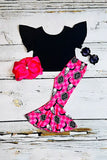 Western black top & bull skull pant girls boutique set XCH0777-18H A5S5